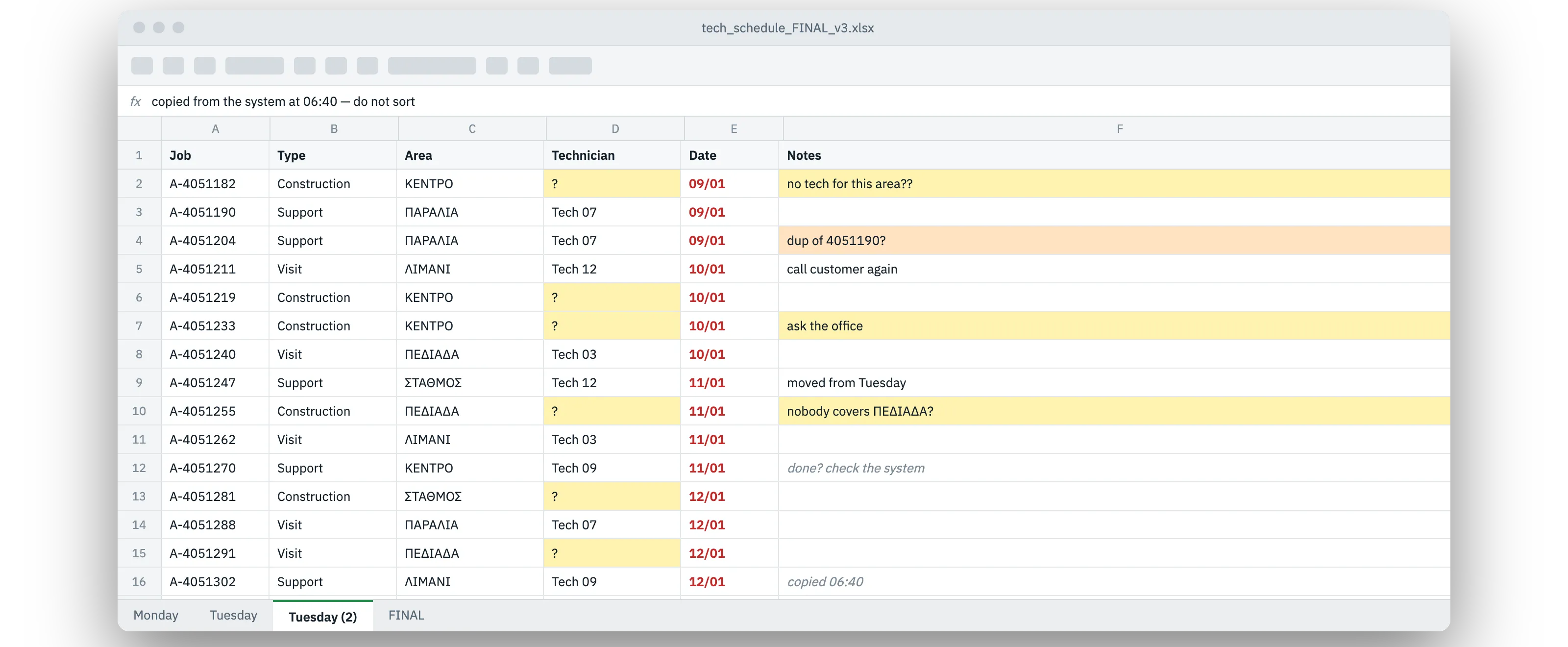 Before: Every morning, 1,100 jobs copied into a spreadsheet by hand